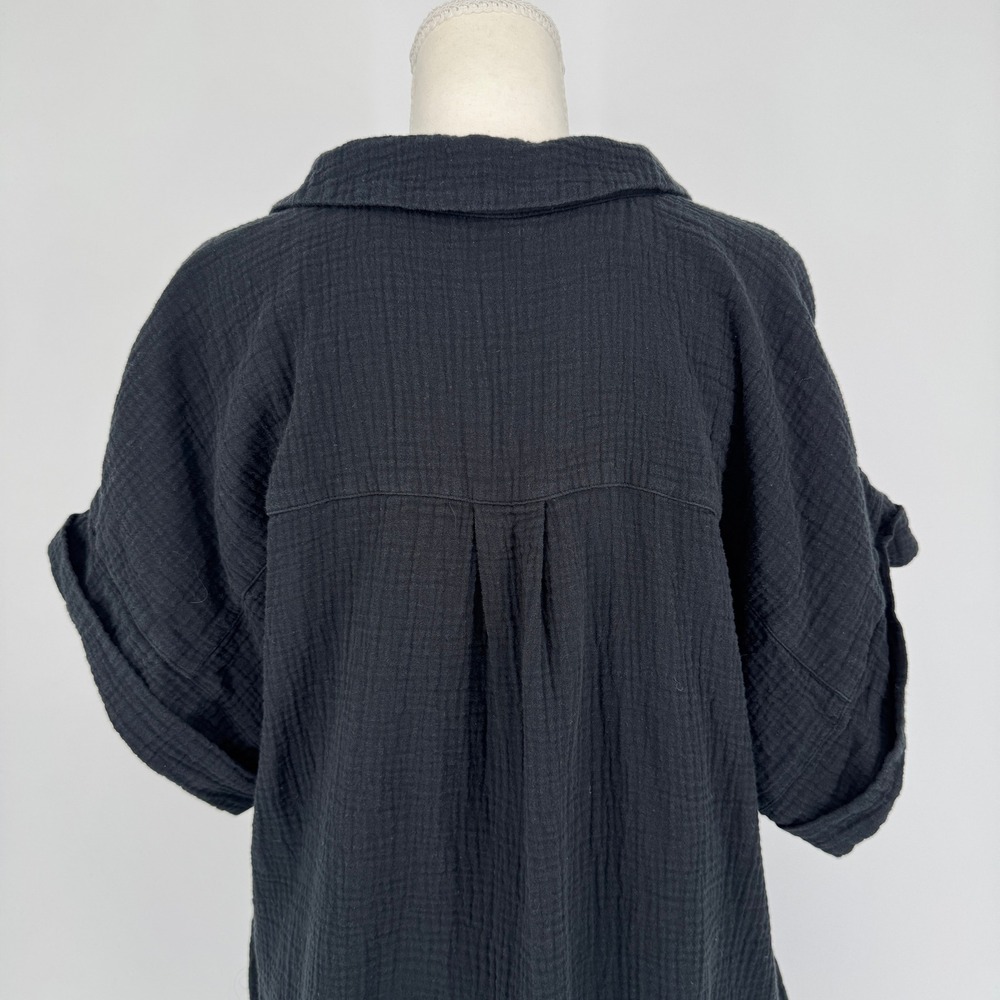 J.Crew Cotton Gauze Summer Dress XL Black Coastal Minimalist Capsule 90s Beach - Picture 7 of 16